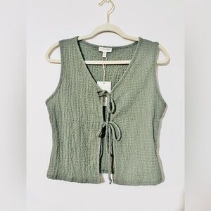 See You Monday Olive Textured Tank Top